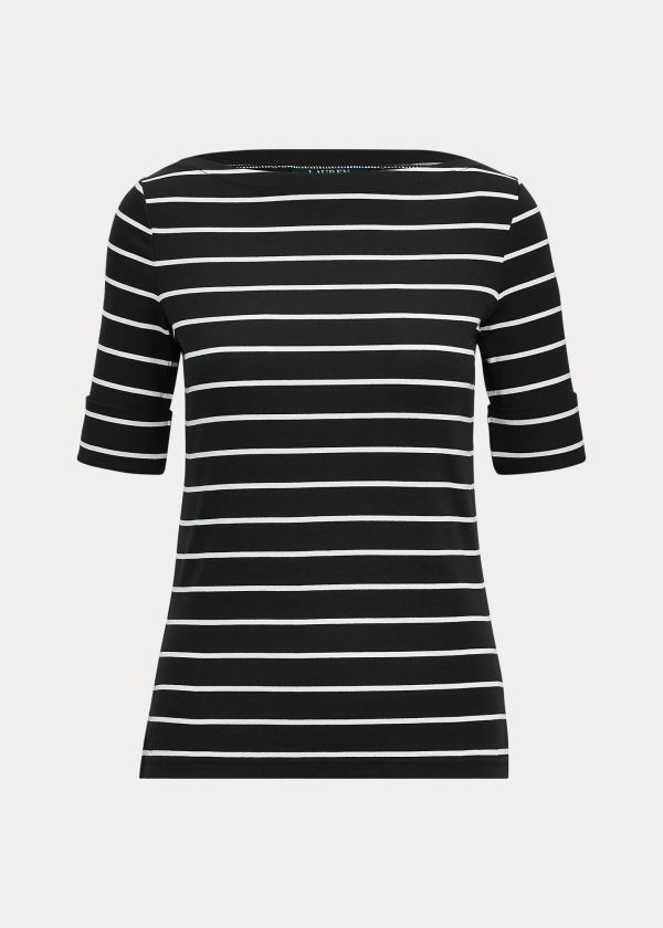 Tops Ralph Lauren Mujer Negros / Blancos - Striped Boatneck - BVCQG3675